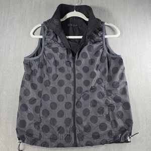 Abacus Golf‎ Vest Womens Medium Gray Polka Dot Full Zip Windbreaker Reversible